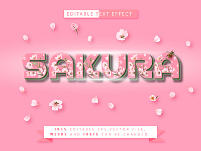 Editable text effect font sakura cute