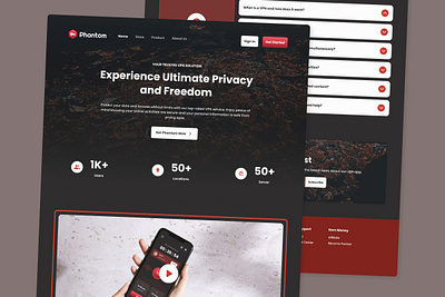 Phantom - VPN Proxy Landing Page V3 application apps browsing cyber design futuristic internet layout modern network private professional safe secure service system ui ux virtual website