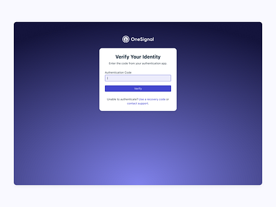 Two-Factor Authentication 2fa onesignal product design ui verification