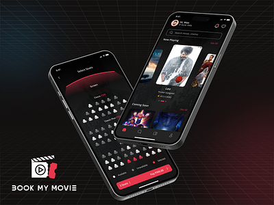 Book My Movie App Ui Ux Design book show branding cinema logo movie movie seat online booking seat booking ticket booking ui ui design uiux