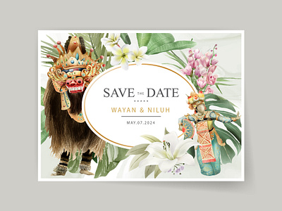 Wedding Card Bali Dancers Illustration graphic design watercolor