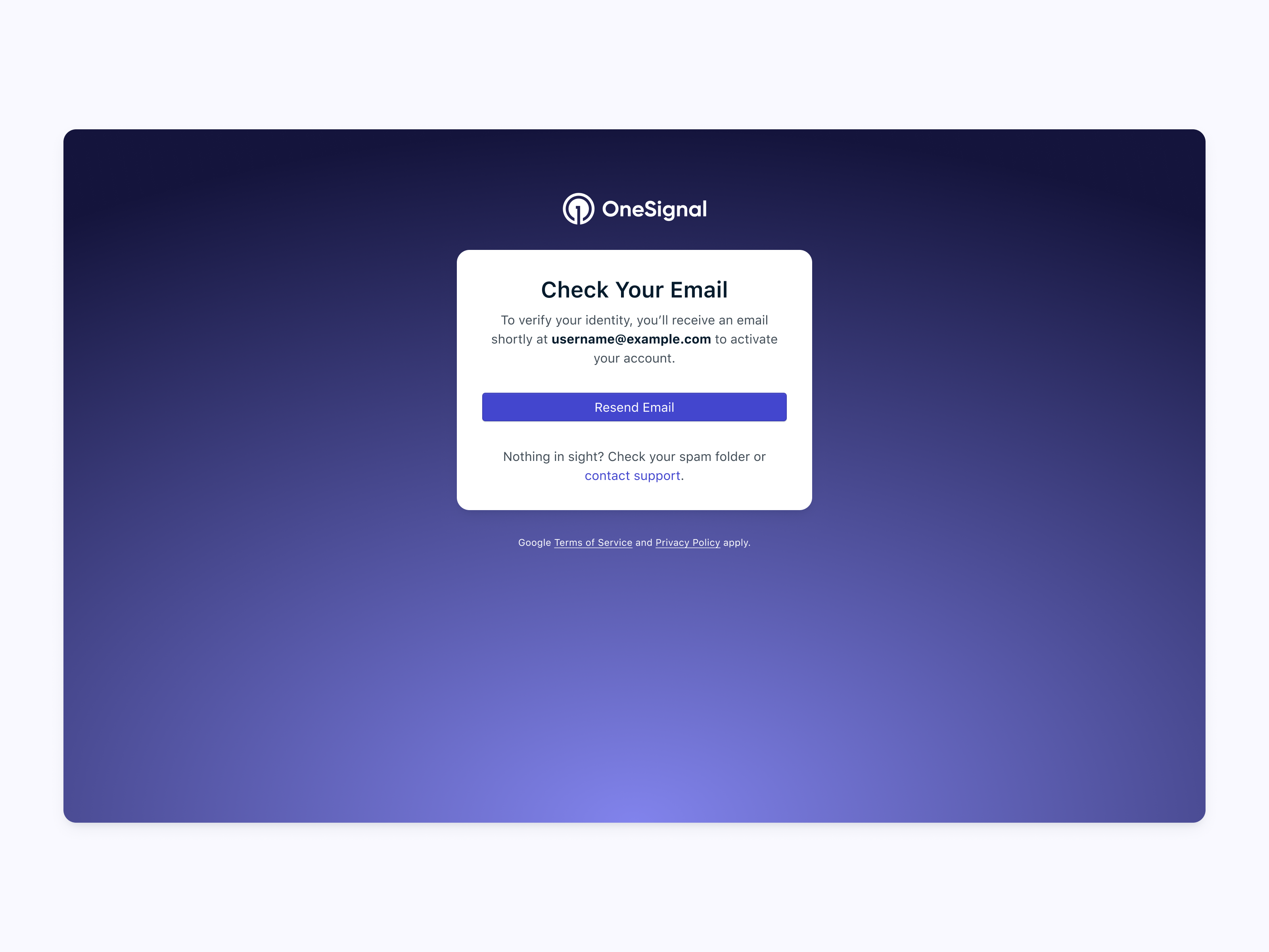 Signup Email Confirmation Page email onesignal product design ui