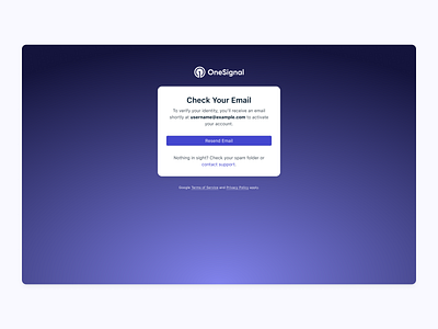 Signup Email Confirmation Page email onesignal product design ui
