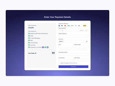 OneSignal Signup Checkout Page checkout credit card onesignal payment pricing product design ui