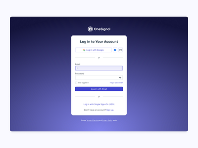 Login and Signup Pages onesignal product design ui