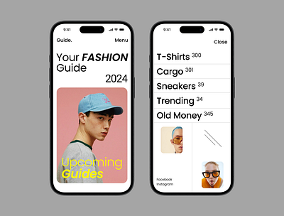 Fashion Guide Homepage UI app branding clothing app ui design fashion graphic design minimalistic trendy typography ui ux