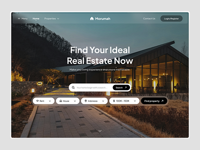 Morumah - Real Estate Web Design about us branding design explore footer header hero section landing landing page real estate real estate web ui uiux design web web design web explore web header web ideas web page website