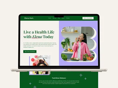 Nutritionist Personal Web Design - Nutrition & Health branding business web design figma green color palette health homepage landing page nutrition nutritionist personal web squarespace ui uiux ux web design website wellbeing wellness
