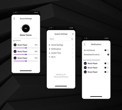 System Setting UI Design app design typography ui ux