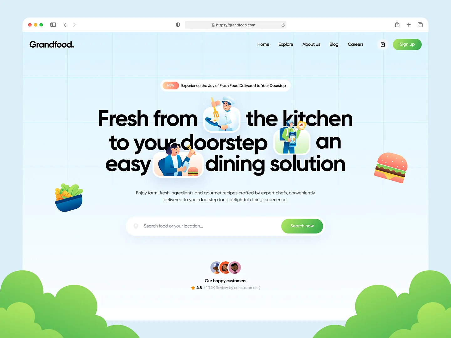 Deliciously Designed Food Blog Website for Easy Meal Delivery