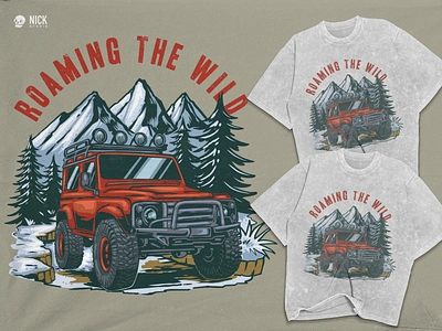 Roaming The Wild adventure illustration apparel design branding design classic hand drawing hand drawn illustration jeep merchandise off road old school outdoor gear retro badge snow tshirt design vector vintage vintage badge vintage design wildlife