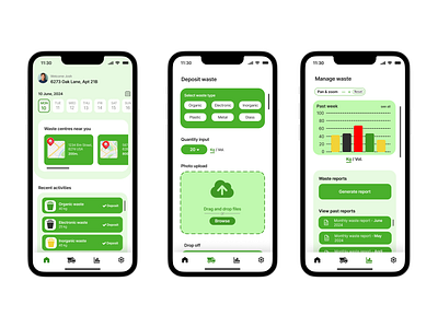 The CleanBin App app branding design graphic design illustration manage sustain sustainability typography ui uidesign uix user experience userinterface ux uxdesign waste