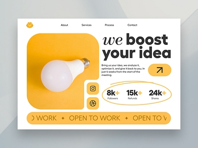 Boost your idea ↗ app branding design developer graphic design ideas illustration landing page logo site style typography ui ux vector visual web web design webflow website
