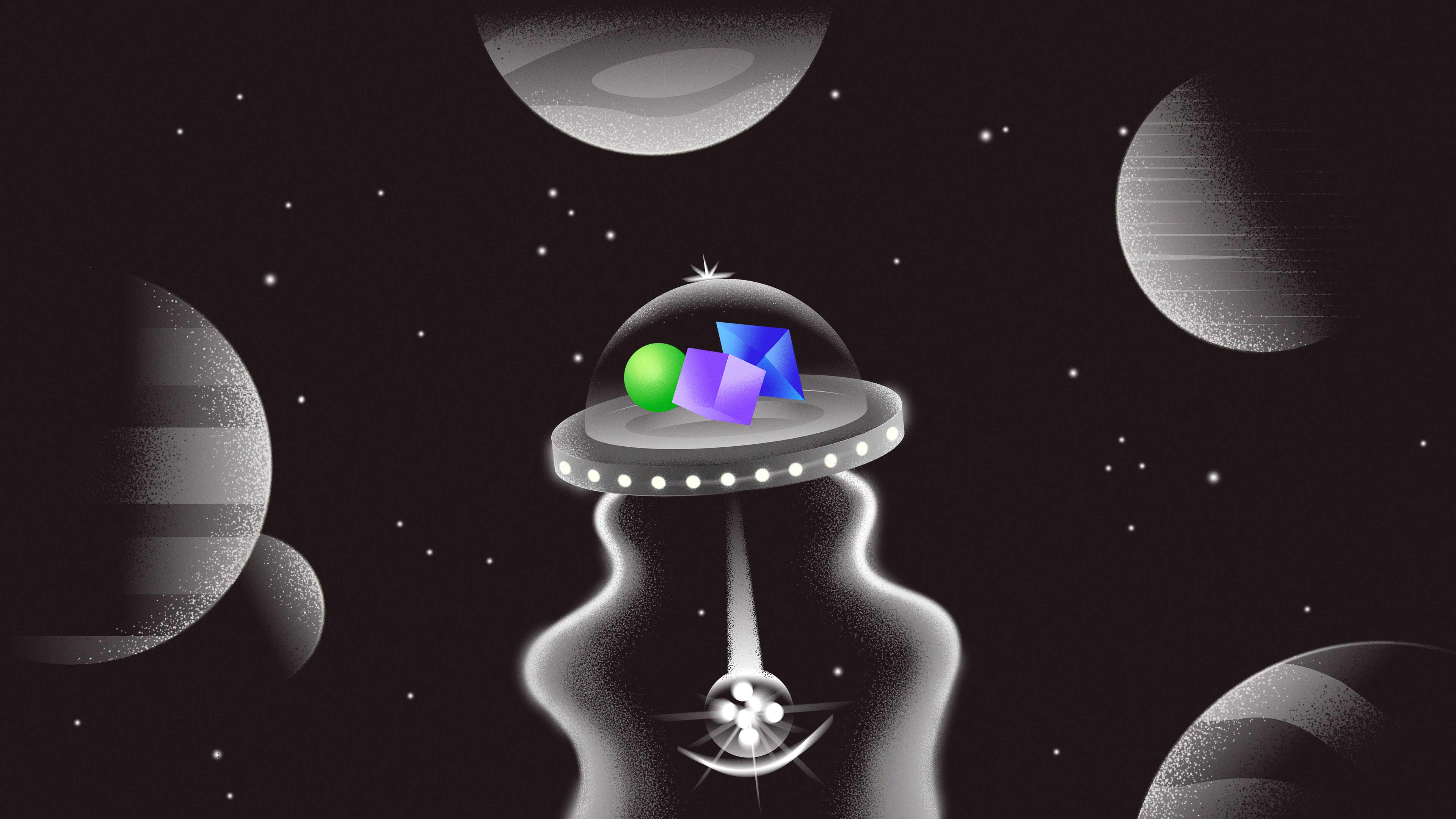 The Reel Part I animation bitcoin blockchain branding cinematic crypto demoreel geometric motion graphics planet sci fi shapes showreel space tech ufo web3