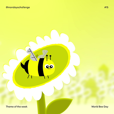 World Bee Day 2d animation bee character design gif graphic design illustration loop motion design motion graphics nature pain yellow