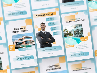 Real Estate Story Design blue business corporate design graphic design instagram property real estate sale social media social media design story template