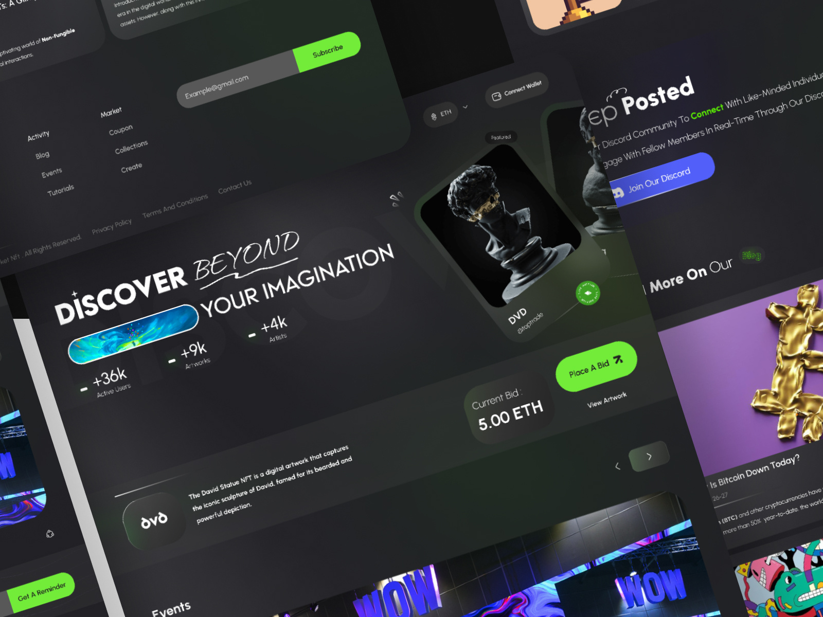 Old.Market - NFT Website black and green dark dark mode dark nft design neon nft nft matket old nft ui