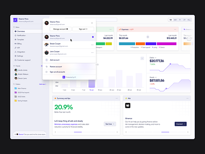 UC - Fintech Dashboard Exploration clean dashboard finance fintech management pixelatestudio product design saas ui wealth web app web design