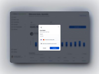 Fund Wallet modal design add card design figma fund wallet screen interaction design modal design product design social share telecommunication ui user research ux visual design web app