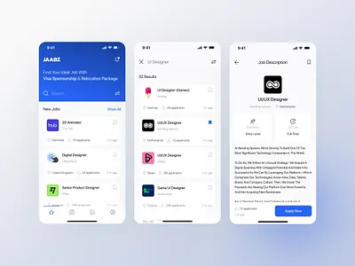 Find your ideal Job - Minimal App app ui find job job list minimal app ui ui design userinterface رابط کاربری