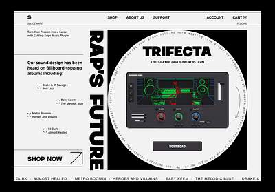Rap Plugin WebSite branding figma landing layout minimalist modern music typography ui web design website