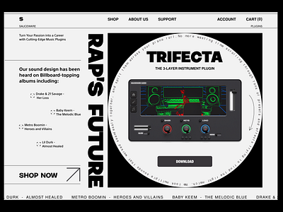 Rap Plugin WebSite branding figma landing layout minimalist modern music typography ui web design website