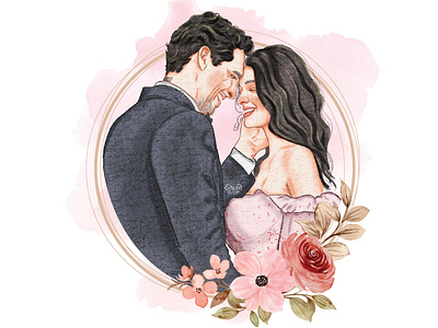 Wedding Illustration Watercolor Style design digital illustration digital painting illustration invitation crad portrait tracing vector watercolor wedding