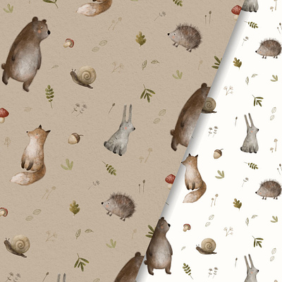 Woodland forest animals pattern baby room bear bunny cozy art design digital draw forest animal forest wallpaper fox illustration kids decor nursery art pattern seamless snail wall art wallpaper woodland woodland pattern