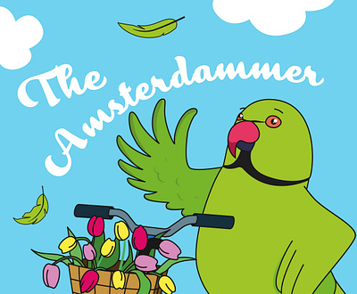 The Amsterdammer amsterdam cards design graphic design illustartor illustration parrots vector