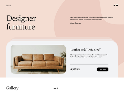 Landing page for a furniture store design ui web