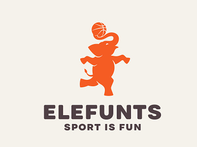 Elefunts ball basketball elephant fun illustration jump logo mascot