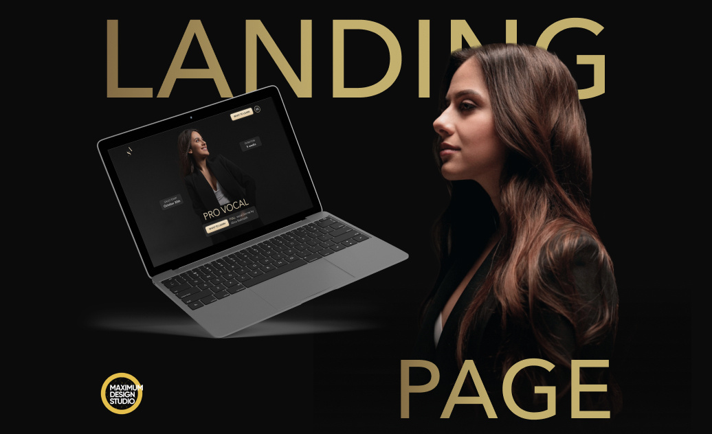 Landing page for online course "Provocal" black course design education gold landing music ui ux webdesign