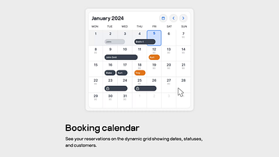 Hosty animation booking calendar booking grid branding motion graphics reservation system ui ux