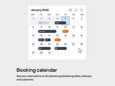 Hosty animation booking calendar booking grid branding motion graphics reservation system ui ux