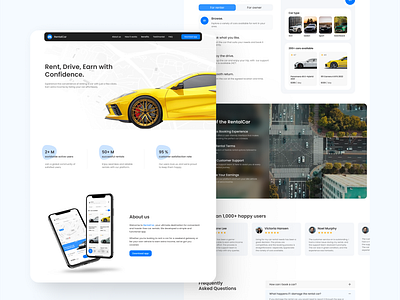 Car Rental Landing Page adaptation booking car clean concept design landing minimalistic mobile platform rental responsive transport ui ux web design website