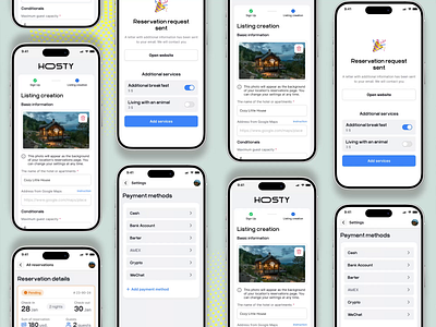 Hosty animation booking app branding cross platform app interface mobile motion graphics travel app ui ux