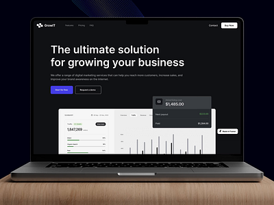 GrowIT - Business Solution Website Design business website design creative design dark theme design landing pages minimalistic professional business professional design ui design website design