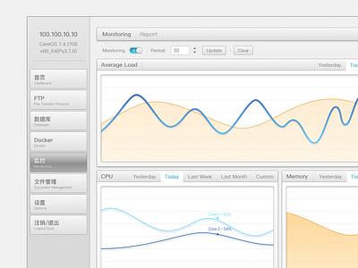 Monitoring page for VPS bar button dashboard gary monitoring navigator product design saas skeuomorphic skeuomorphism ui ui elements ui kit ux vps web