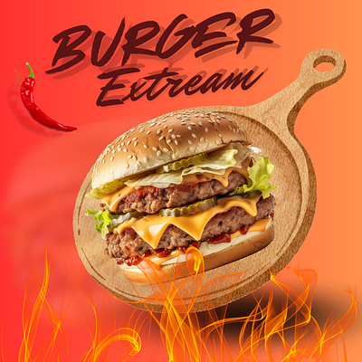 PRODUCT DESIGN : EXTREAME BURGER branding graphic design product design social media design