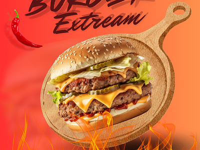 PRODUCT DESIGN : EXTREAME BURGER branding graphic design product design social media design