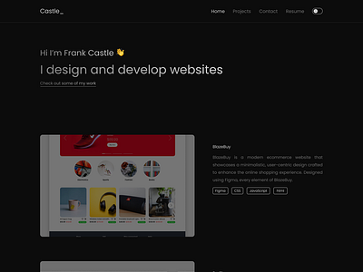Portfolio dark mode minimalist portfolio simple ui web design