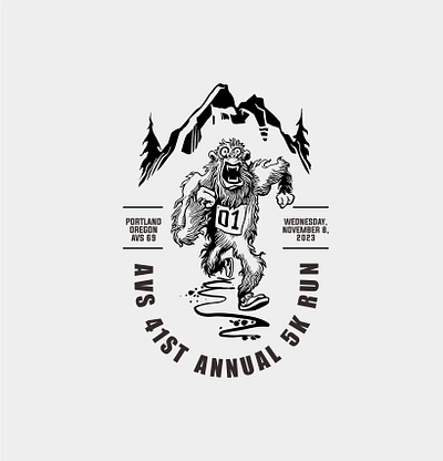 running yeti caracter design illustration running sport vector yeti