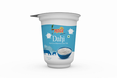 Curd / Dahi Cup Label Design box design branding curd packaging dahi packaging dairy packaging fmcg design food packaging indian products label design logo mockup pouch design product design