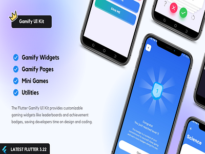 Gamify UI Kit - Flutter UI Kit badges components flutter flutter widgets game design gamification gamify ui kit leaderboards mobile app mobile design responsive design reward system ui ui kit uiux