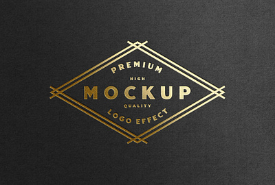 Debossed Gold Foil Logo Mockup on Black Paper embossed logo mockup