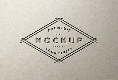 Paper Cut Logo Mockup on Kraft Paper embossed logo mockup