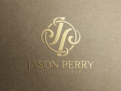 Embossed Gold Foil Logo Mockup on Craft Paper Card embossed logo mockup