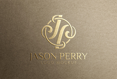 Embossed Gold Foil Logo Mockup on Craft Paper Card embossed logo mockup