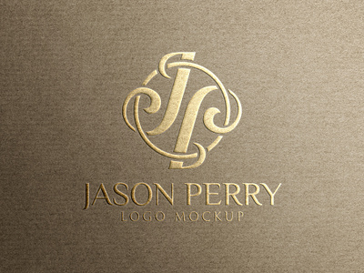 Embossed Gold Foil Logo Mockup on Craft Paper Card embossed logo mockup