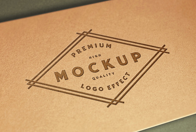 Debossed Logo Mockup on Old Kraft Card embossed logo mockup